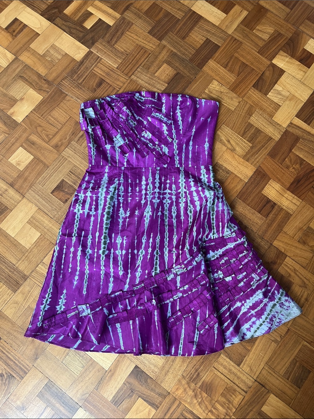 Sachin + Babi for Ankasa shibori 100% silk Strapless Dress
